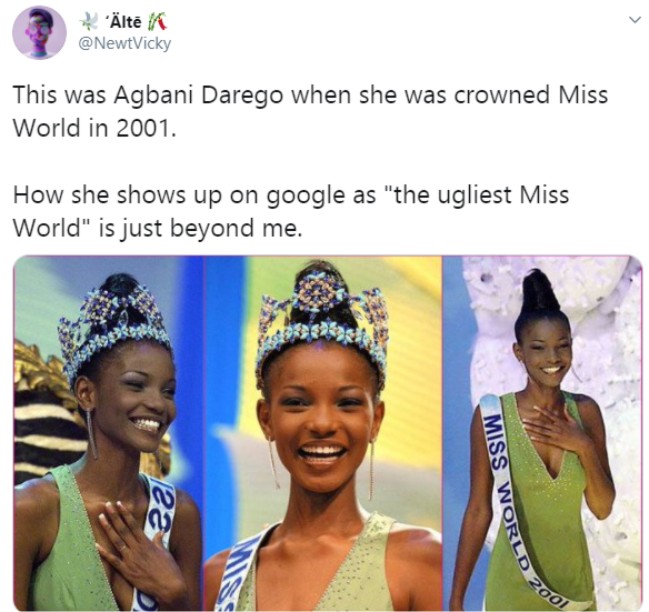 Nigerians drag Google over Agbani Darego