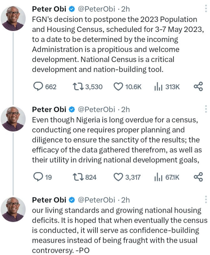 Peter Obi's tweets