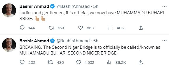 Second Niger Bridge named after Buhari tweet