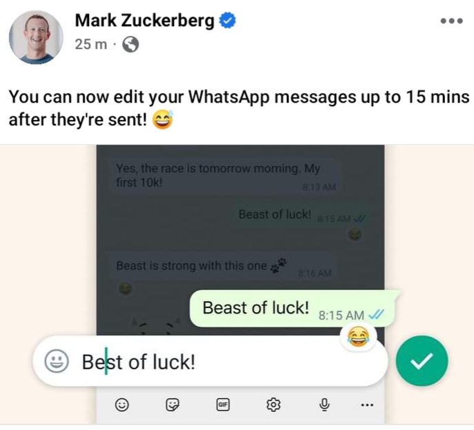 An update and new feature for WhatsApp messaging
