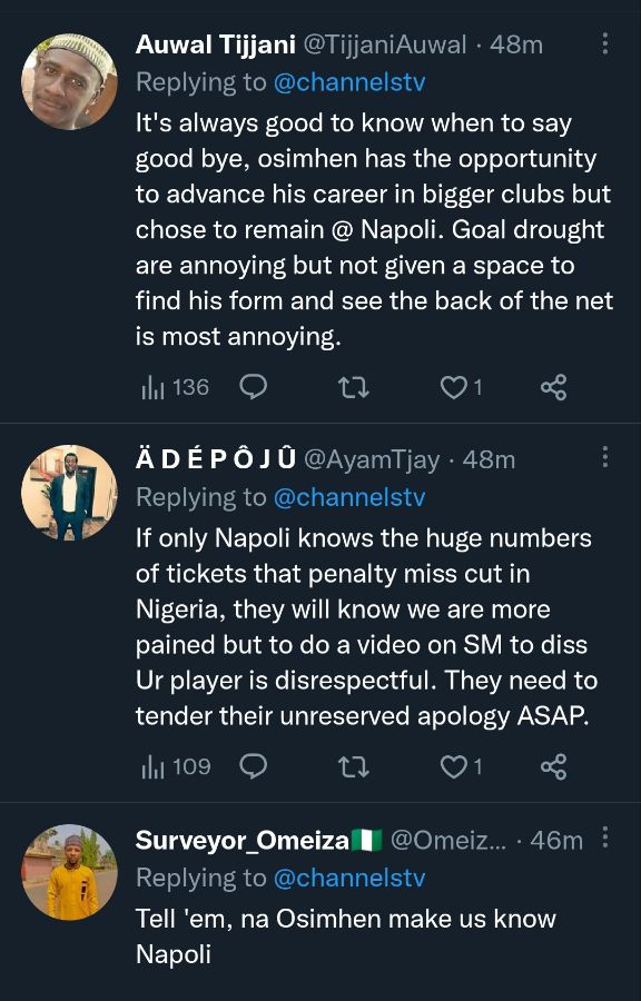 Nigerians Drag Napoli For Disrespecting Osimhen Expressive Info Nigerians Drag Napoli For Disrespecting Osimhen Expressive Info
